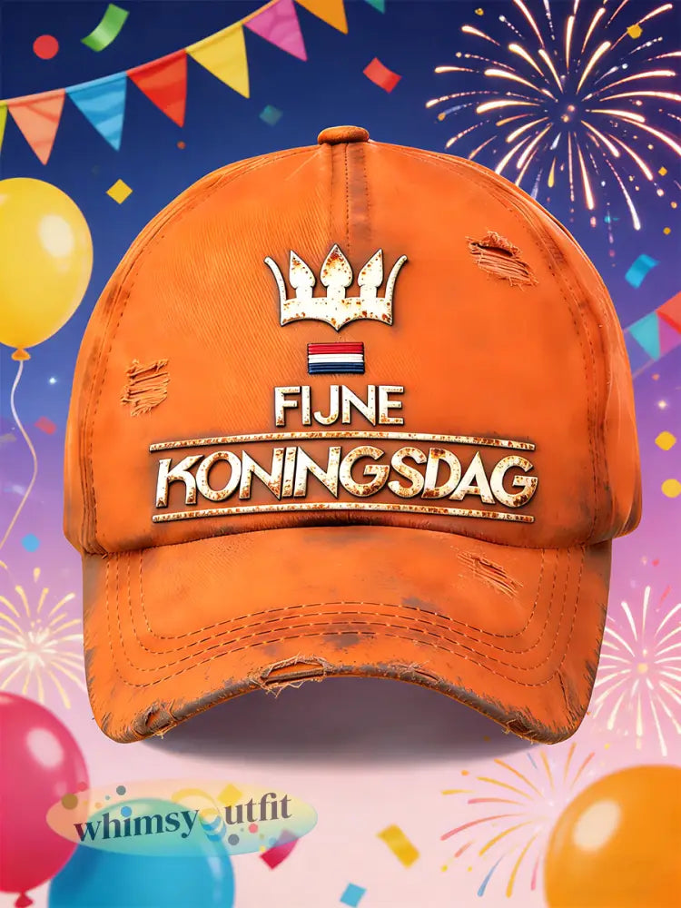 Nederlandse Fijne Koningsdag vintage print oranje hoed - Sinaasappel / 58CM