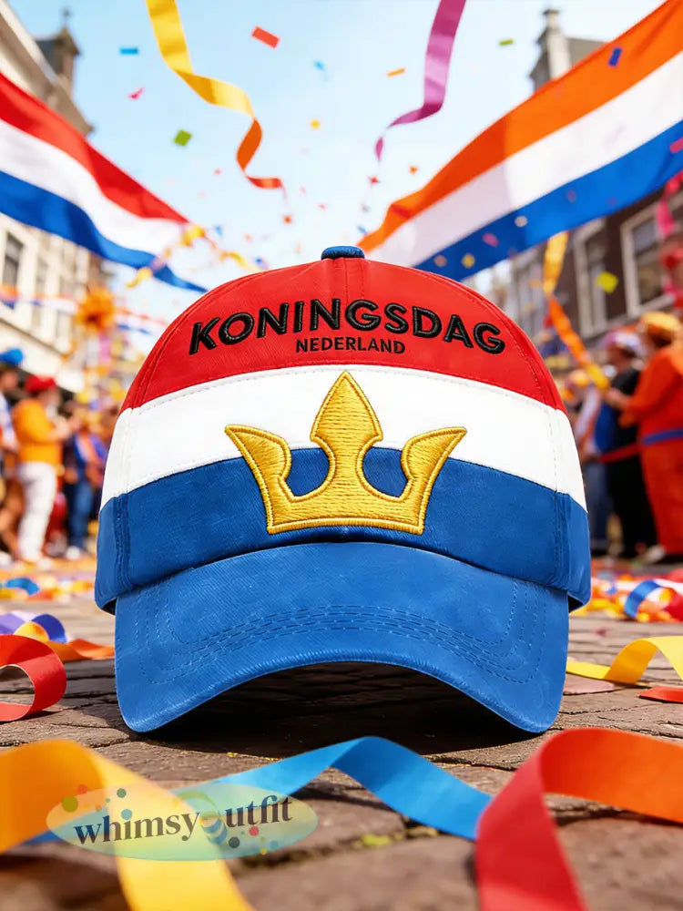 Nederlandse Koningsdag Kroon Patchwork Print Modehoed - Veelkleurig / 58CM
