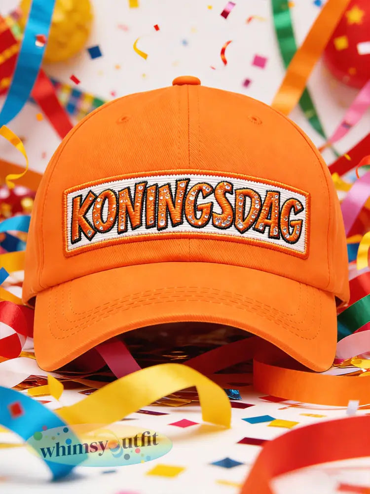 Nederlandse Koningsdag print casual pet - Sinaasappel / 58CM