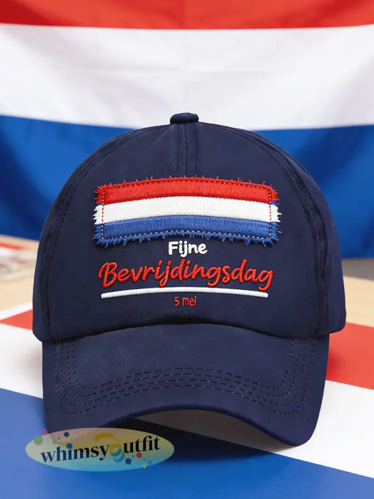 Nederlandse Vlag Bevrijdingsdag 3D-geprinte casual hoed - Donkerblauw / 58CM
