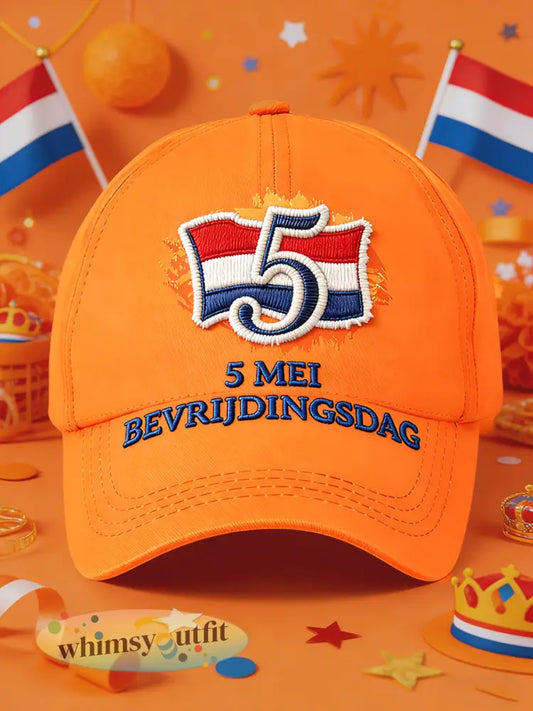 Nederlandse Vlag Bevrldingsdag 3D-Gedrukte Casual Cap - Sinaasappel / 58CM