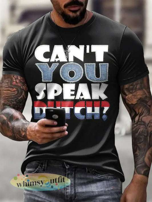 Nederlandse vlag denim print heren zwart T-shirt - Zwart / S