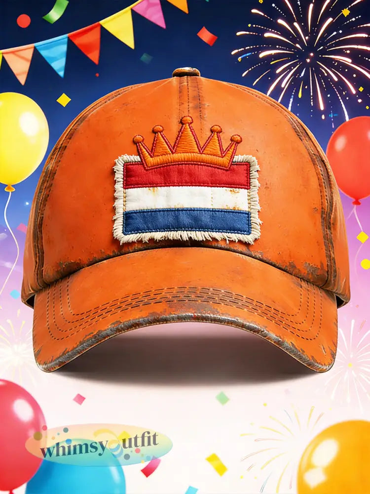Nederlandse Vlag Vintage Patchwork Print Casual Hoed - Sinaasappel / 58CM