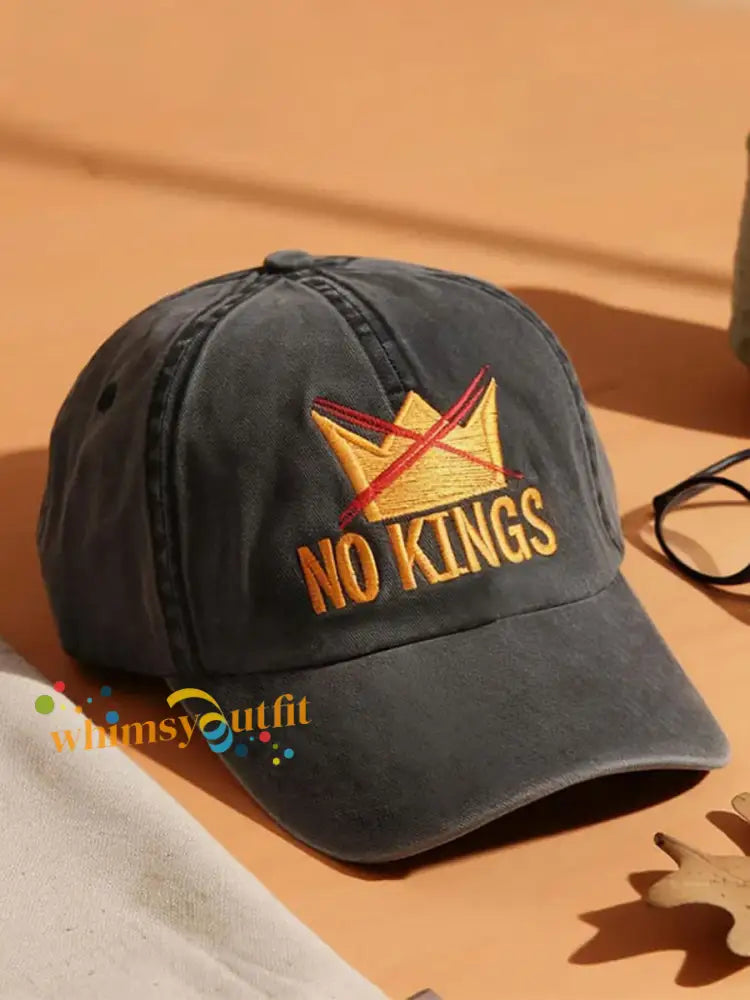 No Kings Printed Casual Unisex Hat Black / ONE