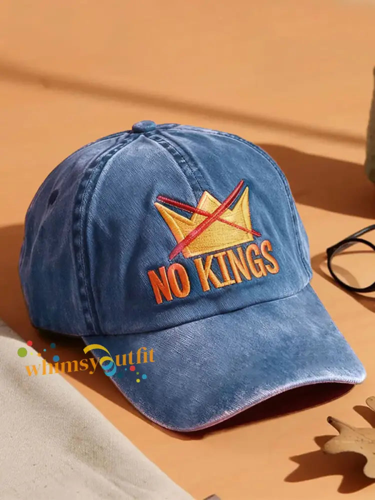 No Kings Printed Casual Unisex Hat Blue / ONE