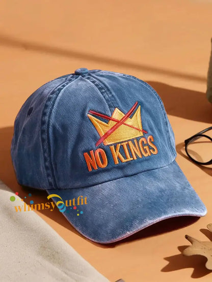 No Kings Printed Casual Unisex Hat Blue / ONE