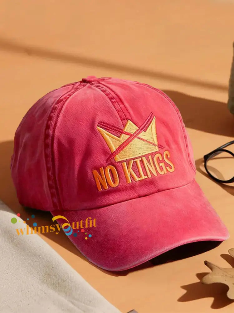 No Kings Printed Casual Unisex Hat Red / ONE