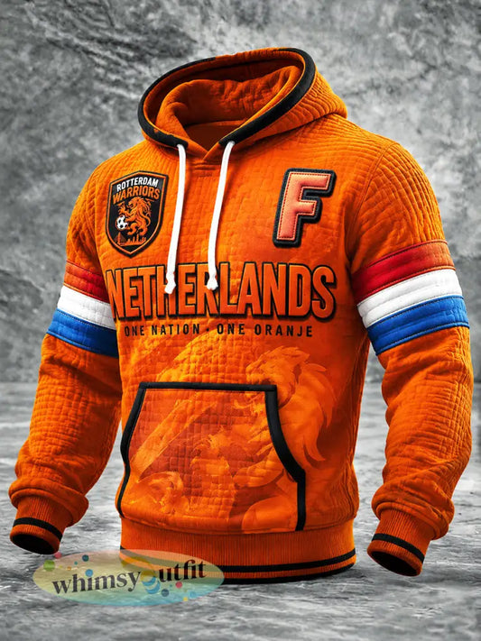 Oranje heren-sweatshirt met capuchon van de Nederlandse voetbalclub Feyenoord voor dagelijks gebruik en bedrukt