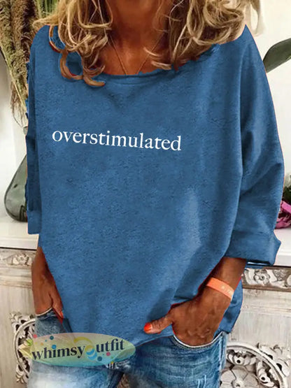 Overgestimuleerde moeders bedrukt T-shirt voor dames - Blauw / S