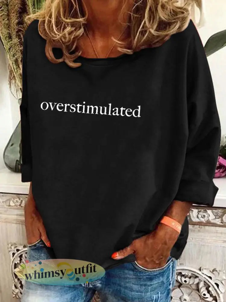 Overgestimuleerde moeders bedrukt T-shirt voor dames - zwart / S