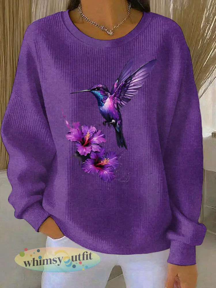 Paarse kunstprint casual sweatshirt voor dames - als foto / S