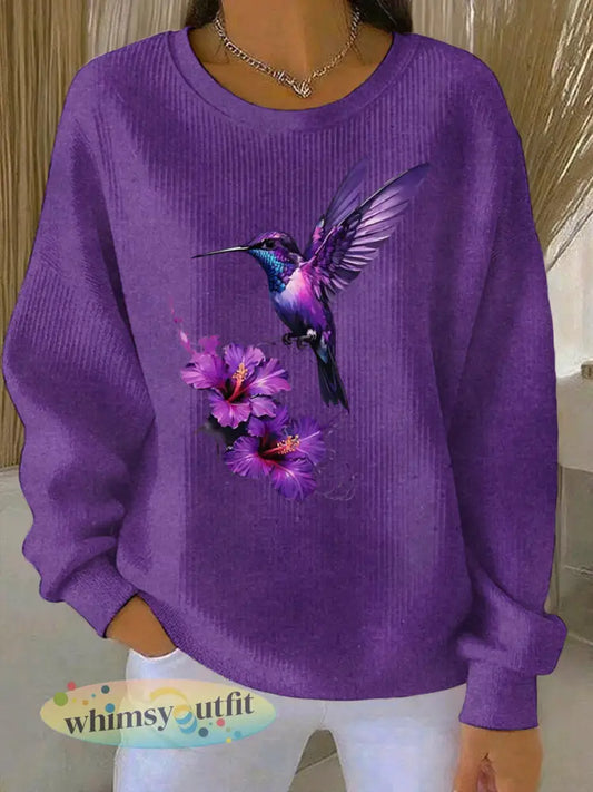 Paarse kunstprint casual sweatshirt voor dames - als foto / S
