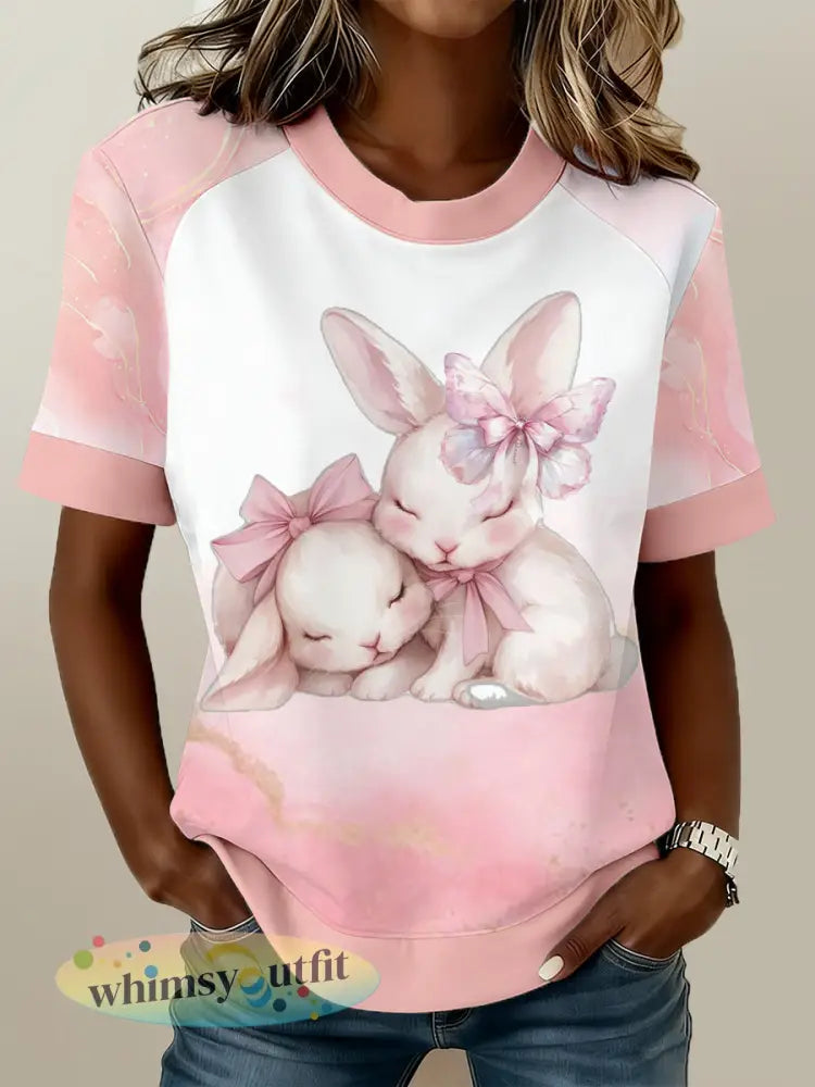 Paashaas print T-shirt voor dames - A / S