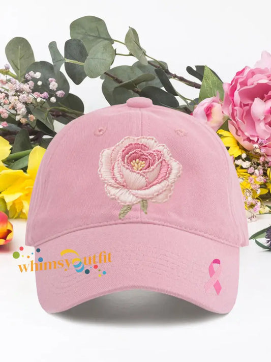 Pink rose breast cancer neutral hats Pink / ONE