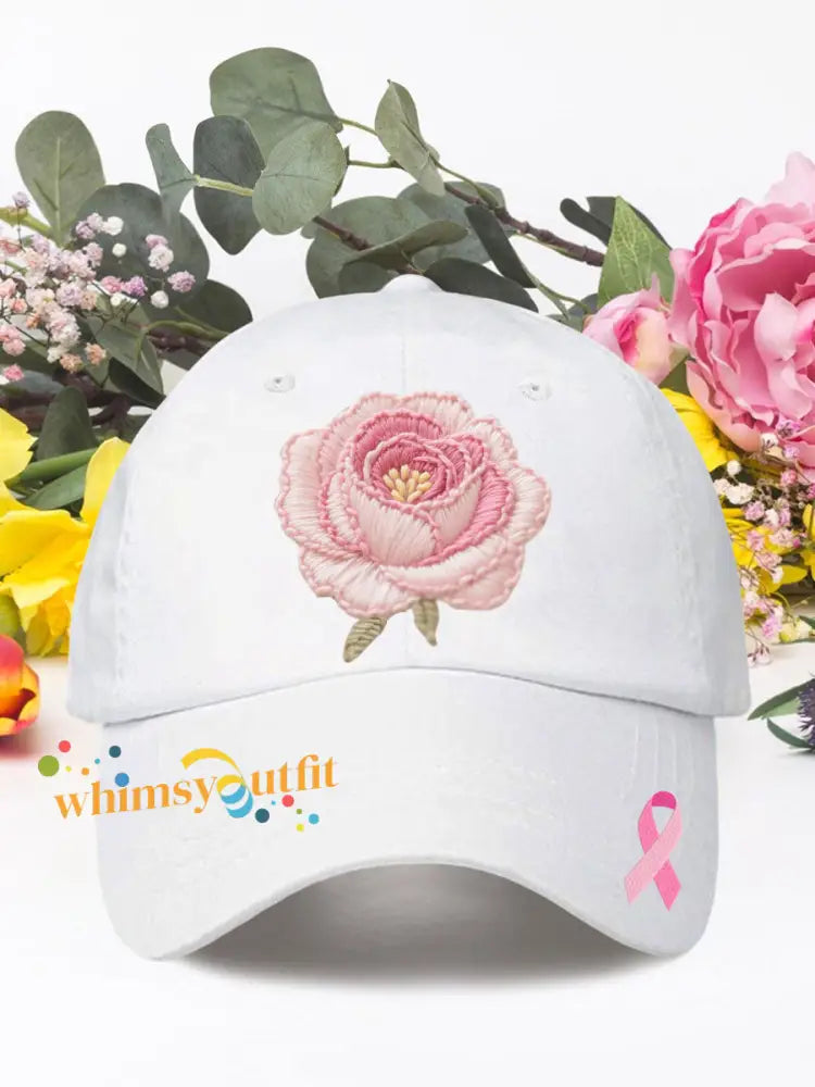 Pink rose breast cancer neutral hats White / ONE