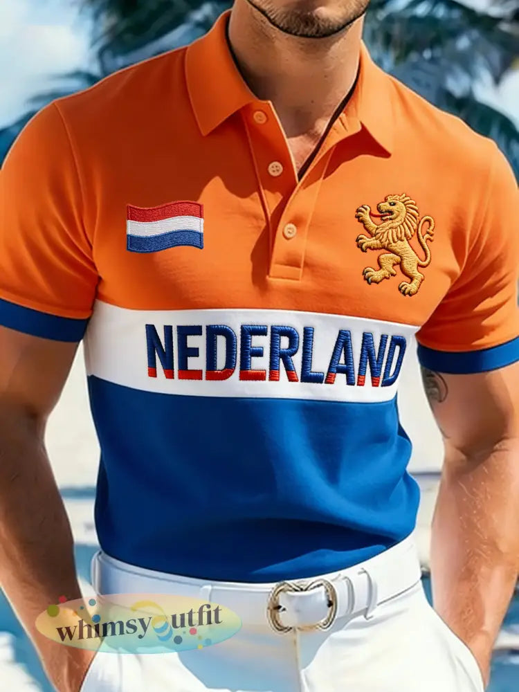 Poloshirt met koningsdagprint voor heren - A / S