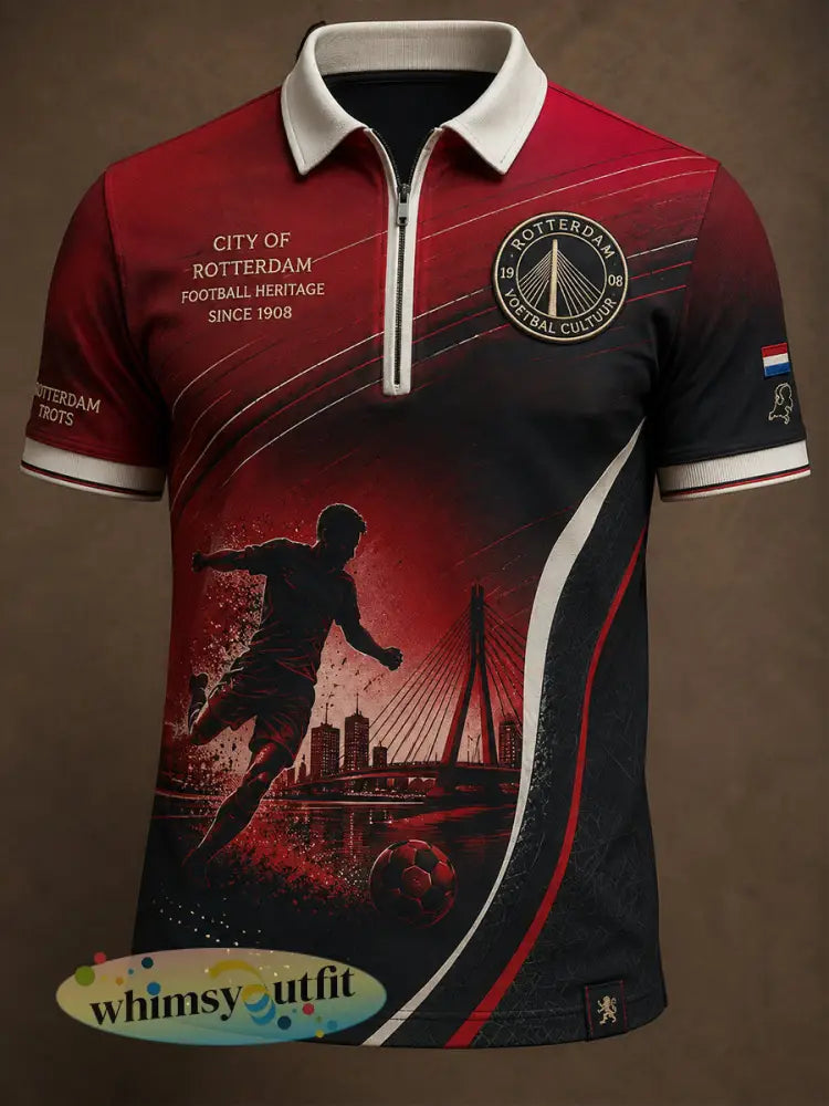Poloshirt met korte mouwen en ritssluiting voor heren met clubgeïnspireerde grafische print - A / S