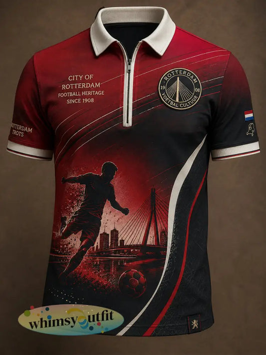 Poloshirt met korte mouwen en ritssluiting voor heren met clubgeïnspireerde grafische print - A / S