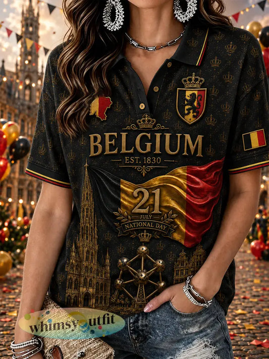 Poloshirt met korte mouwen voor dames op de nationale dag - A / S