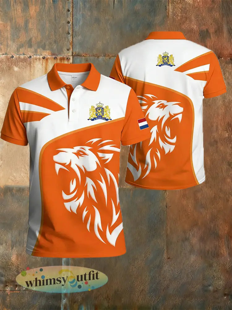 Poloshirt met Nederlandse koningsdag voor heren - A / S
