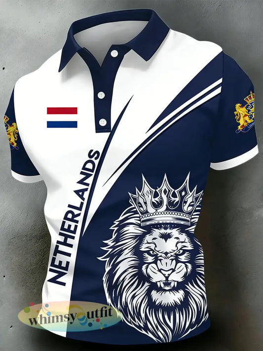 Poloshirt met Nederlandse koningsdag voor heren - A / S