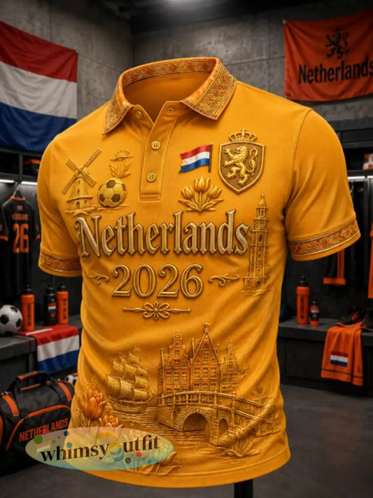 Poloshirt voor heren - Sinaasappel / S