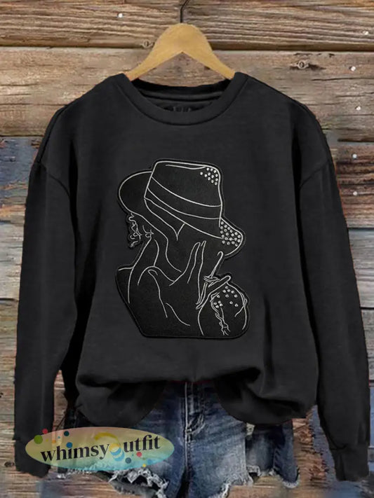 Pop muziek geïnspireerd sweatshirt voor dames - Zwart / S