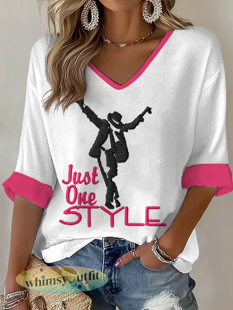 Pop muziek geïnspireerd wafel T-shirt voor dames - Wit / S