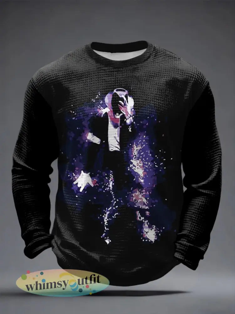 Pop muziek geïnspireerde wafel lange mouwen heren T-shirt - als foto / S