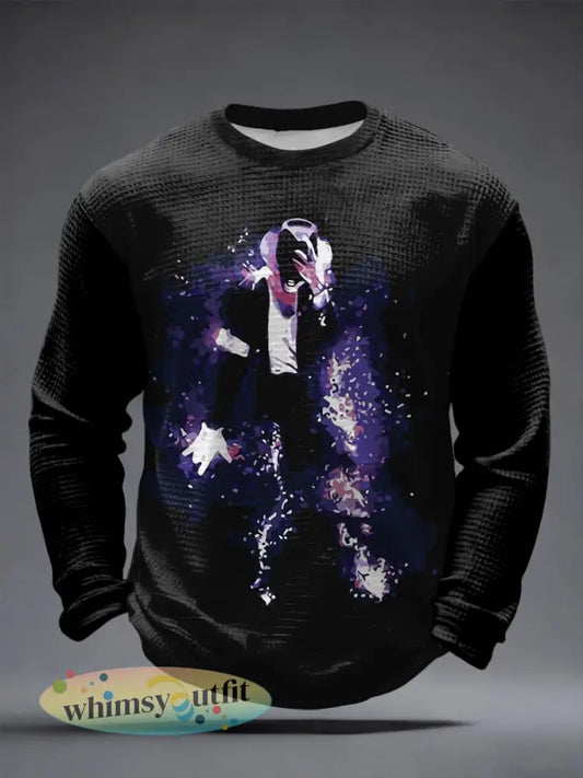 Pop muziek geïnspireerde wafel lange mouwen heren T-shirt - als foto / S