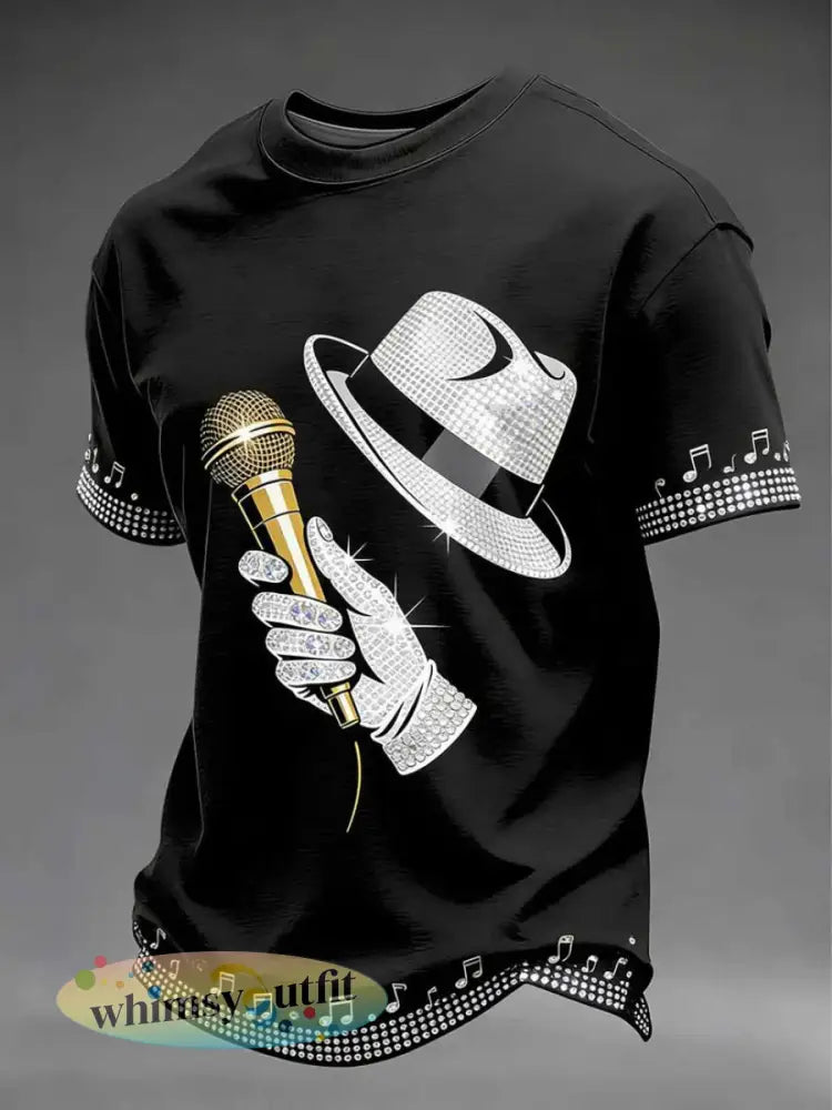 Pop muziek heren T-shirt met korte mouwen - Zwart / S