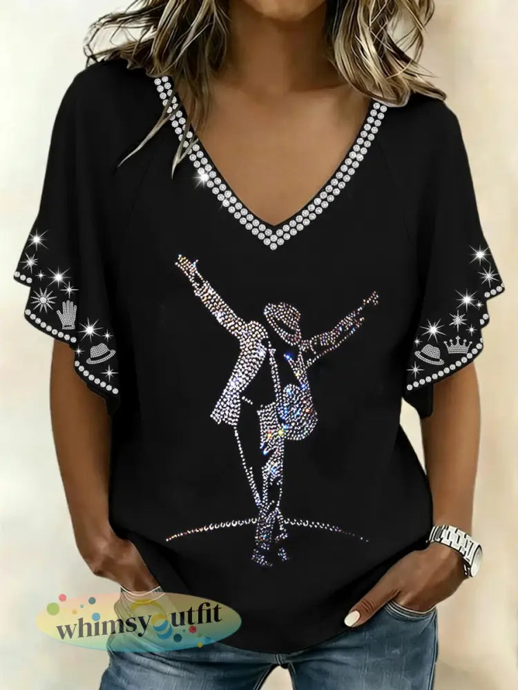 Pop muziek voor dames figuur Hang Shot T-shirt met korte mouwen - Zwart / S