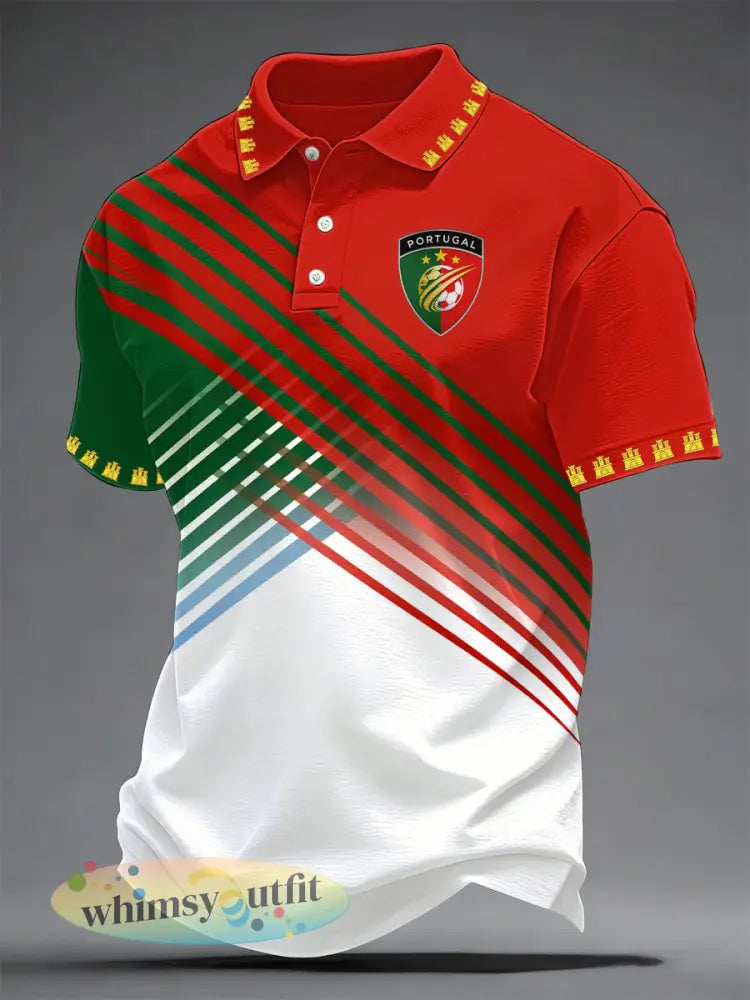 Portugese voetbalprint heren casual top - als foto / S