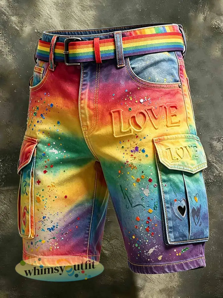 Pride maand bedrukte korte broek voor heren - als foto / S