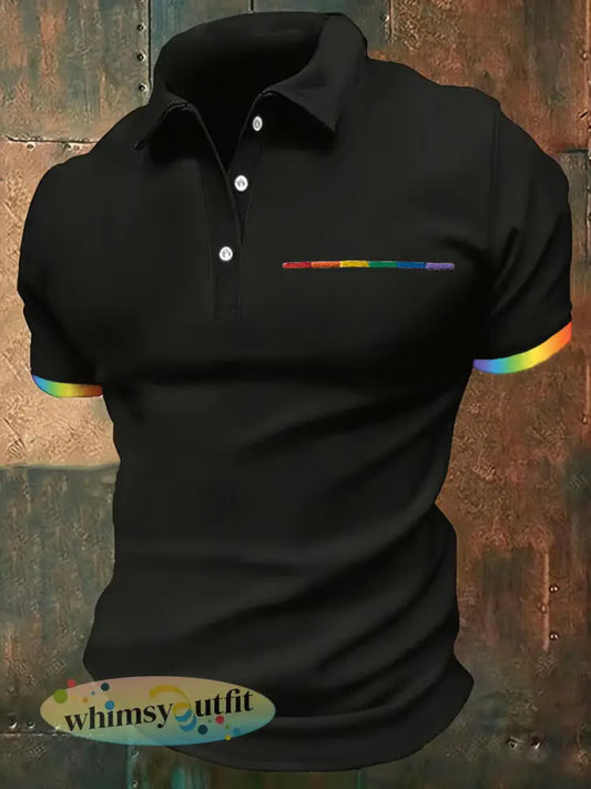 Pride maand regenboogprint vrijetijdstop met korte mouwen voor heren - Zwart / S
