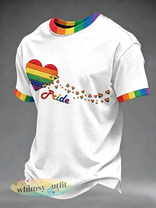 Pride Month heren T-shirt met print met korte mouwen - Wit / S