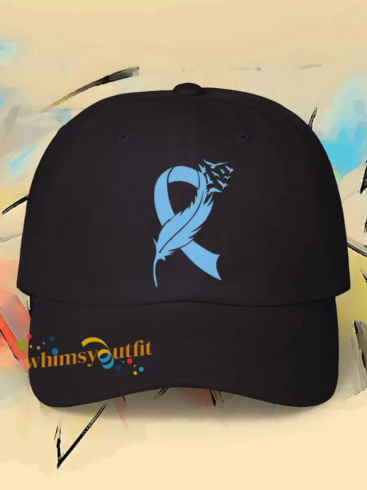 prostate cancer feathers blue ribbon neutral hats Black / ONE