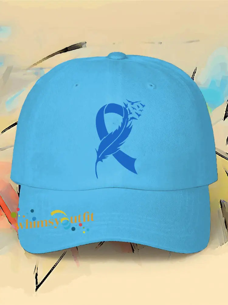 prostate cancer feathers blue ribbon neutral hats Sky Blue / ONE