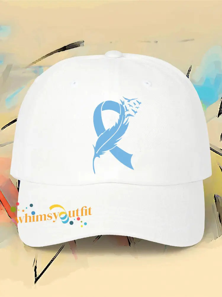 prostate cancer feathers blue ribbon neutral hats White / ONE