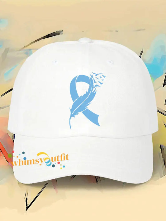 prostate cancer feathers blue ribbon neutral hats White / ONE
