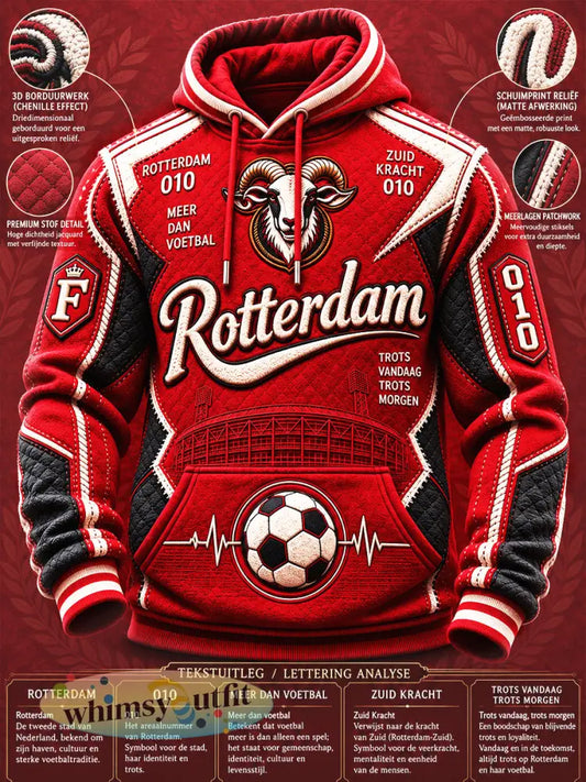 Red Holland Football Feyenoord bedrukt casual sweatshirt met capuchon voor heren - Rood / S