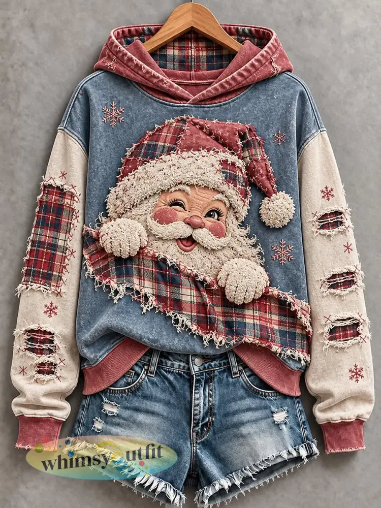 Regelmatig kerstshirt voor dames - Grijs-Blauw / S