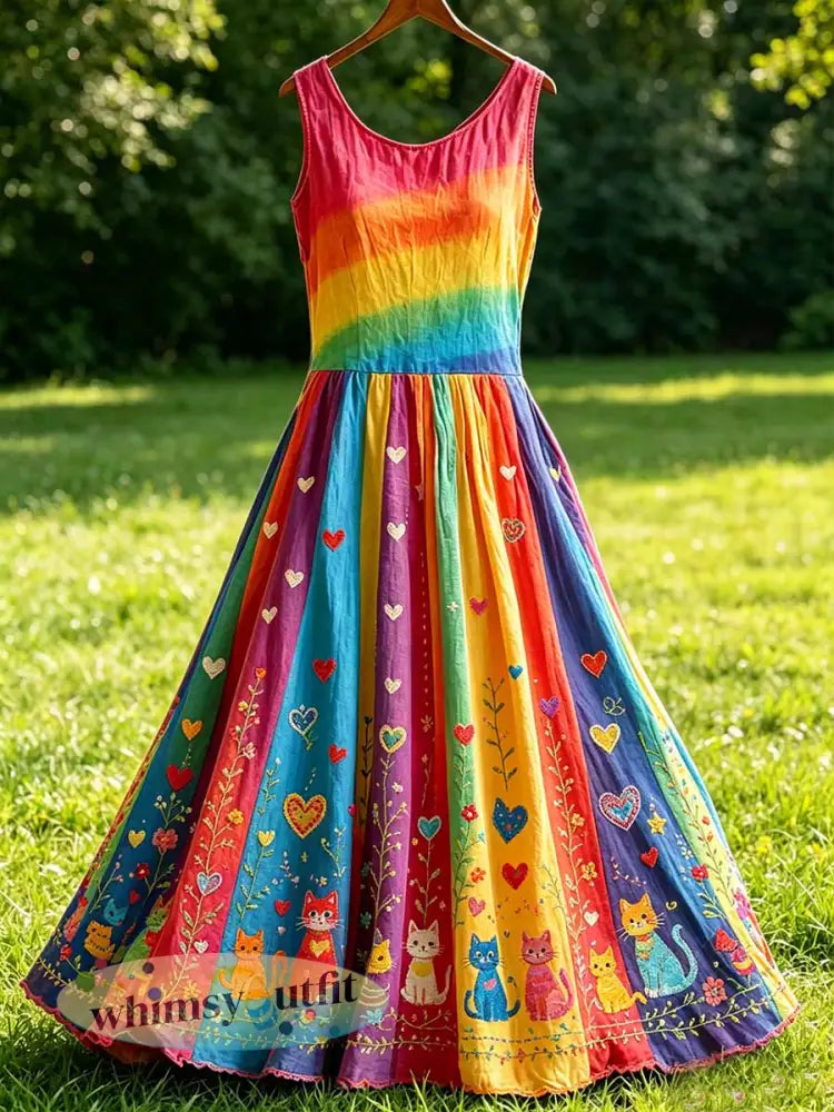 Regenboog jurk met bloemenprint voor dames - als foto / S