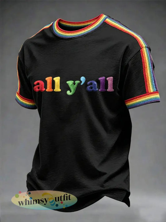 Regenboog Pride maand heren T-shirt met korte mouwen en print - Zwart / S