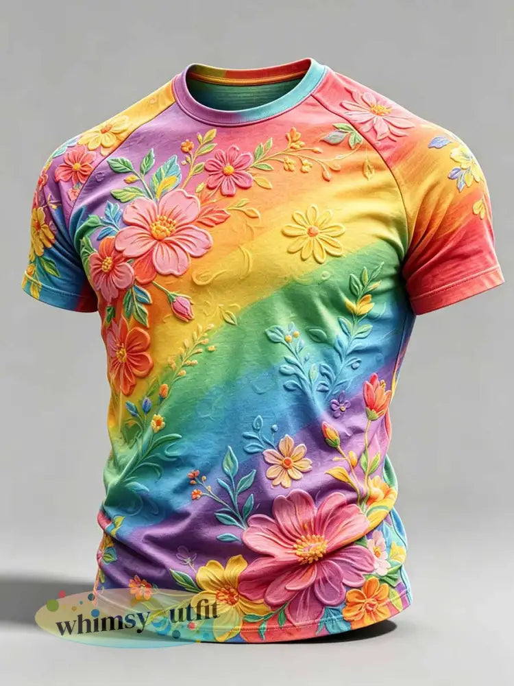 Regenbooggraffitiprintt-shirt voor heren - als foto / S