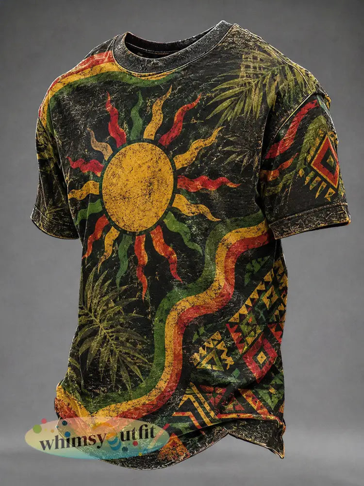 Reggae Art Print Casual T-shirt voor heren - als foto / S