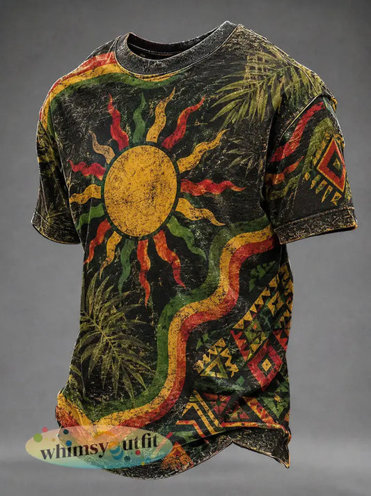 Reggae Art Print Casual T-shirt voor heren - als foto / S