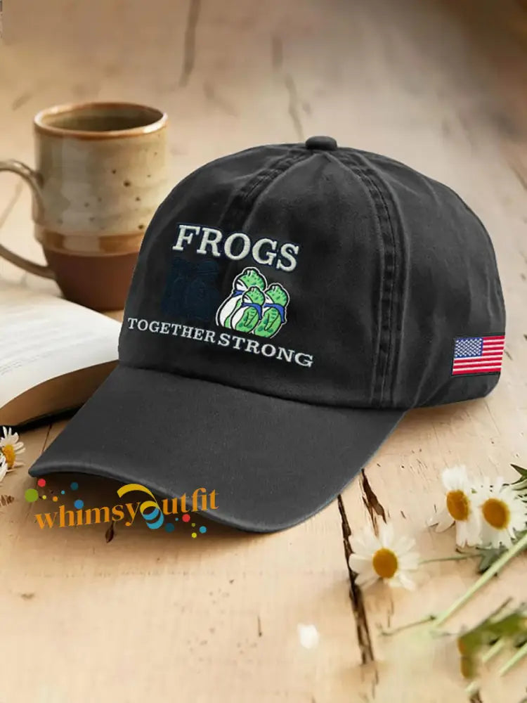 Resist Frog Printed Casual Unisex Hat Black / ONE