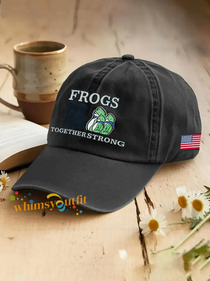 Resist Frog Printed Casual Unisex Hat Black / ONE