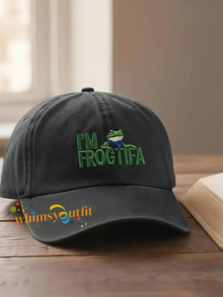Resist Frog Printed Casual Unisex Hat Black / ONE